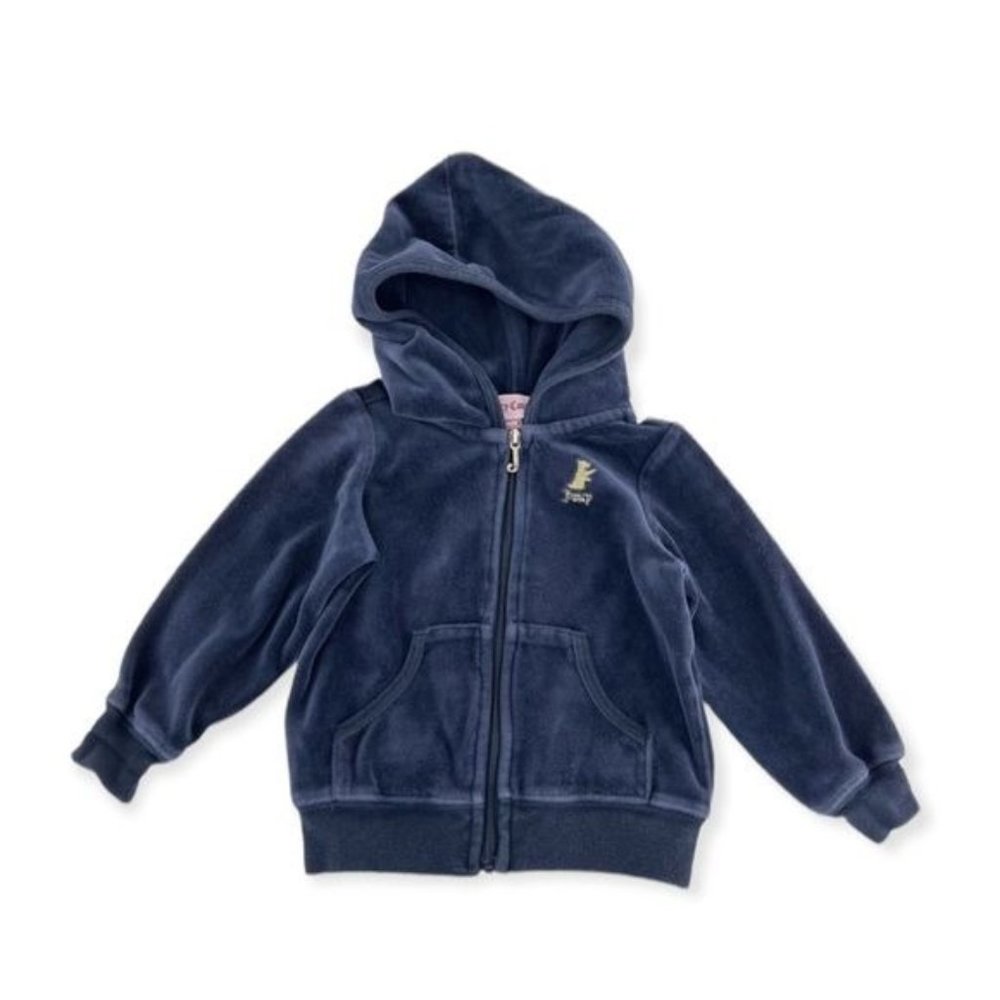 Juicy Couture Zip Up Suede Sweater - Navy | Gold | Girls 12-18 Months